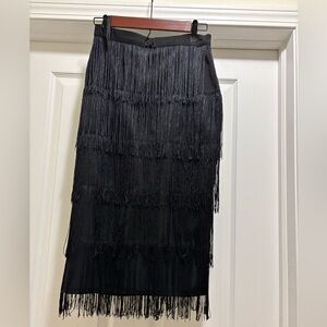 Elegant Black Fringe Skirt